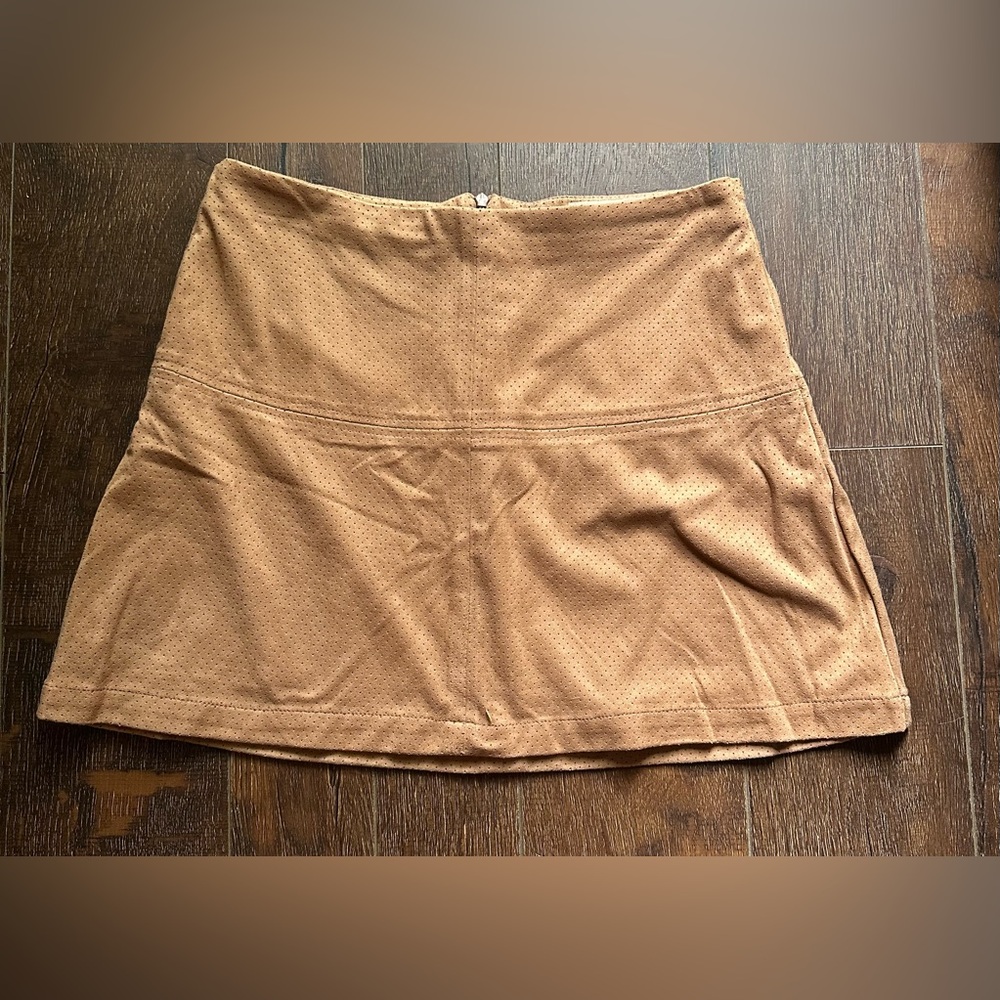 Jolt Faux Suede Camel Brown Mini Skirt